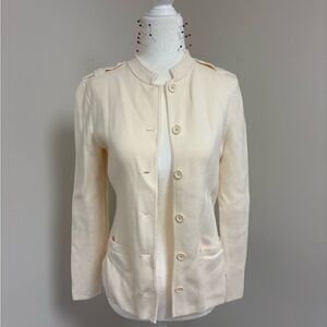 Talbots Cream Button-Front Blazer Jacket